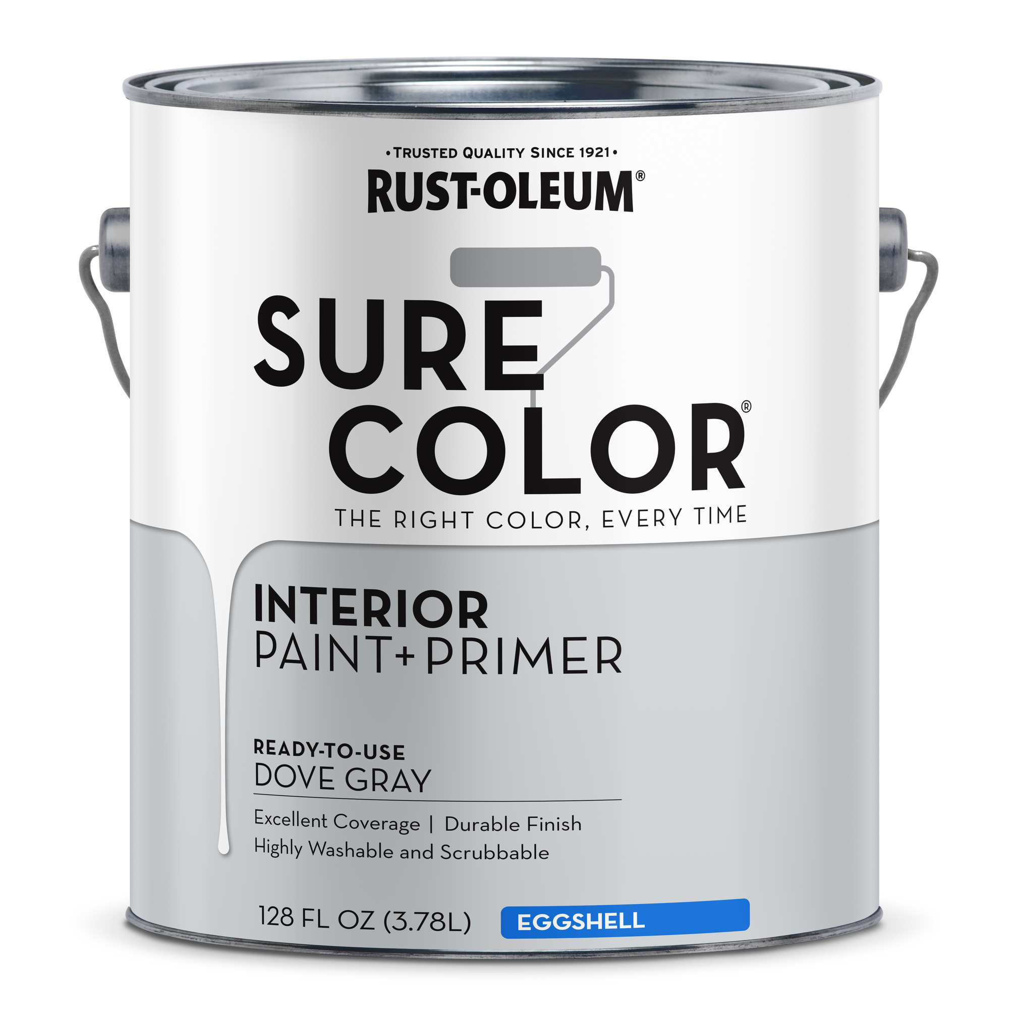 Rust-oleum, Interior Wall Paint, Dove Gray, Eggshell, 1G, 2PK, Container Size 1 Gallon, Color Dove Gray, Application Method Nap roller or brush, Model# 380223DS
